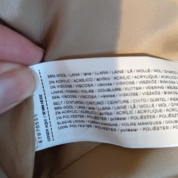 Mango Camel Wide Lapel Manteco Wool Belted Wrap Trench Coat - Picture 8 of 12